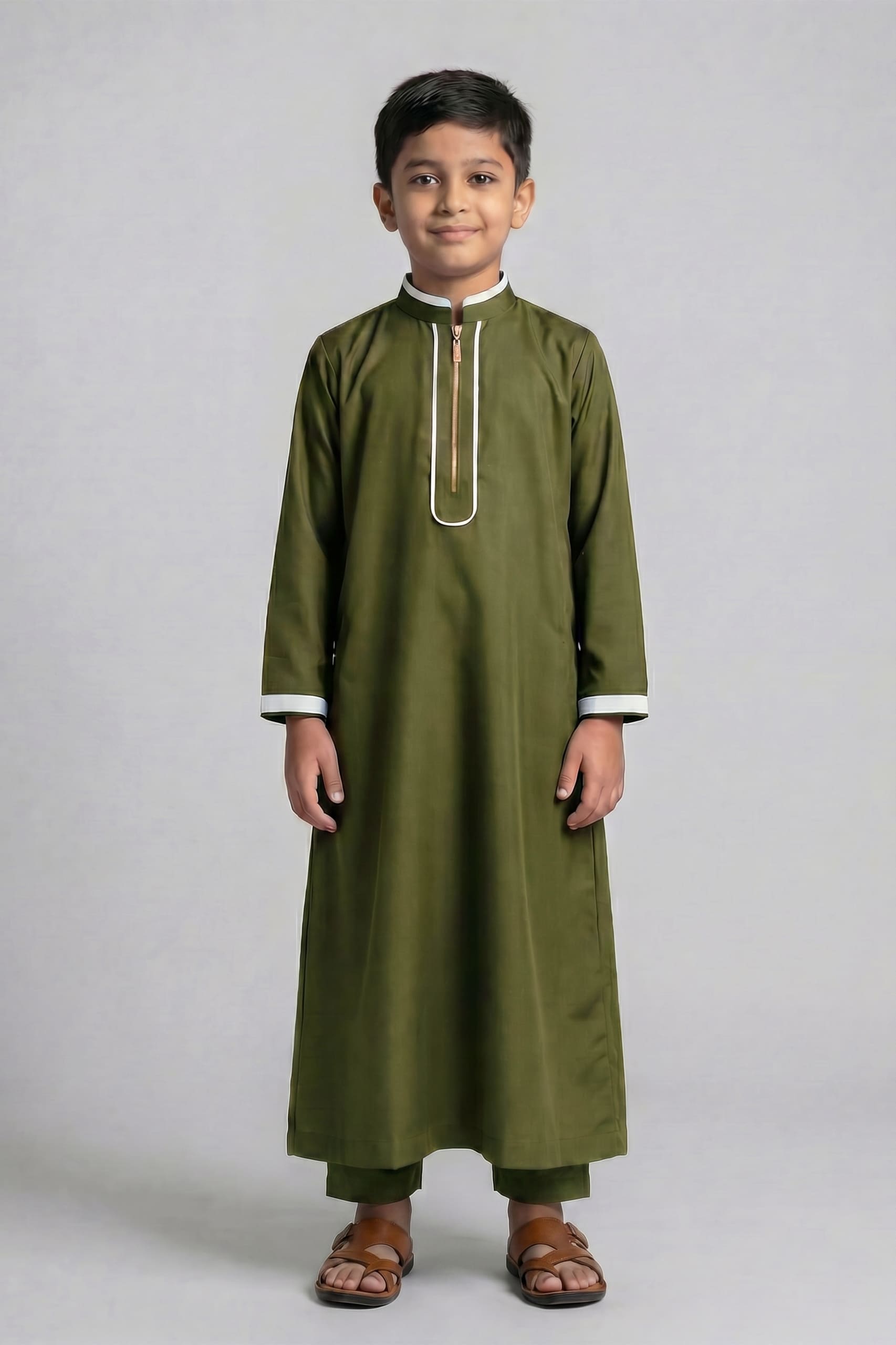 Zayaan Olive Mist Jubba & Pajama Set